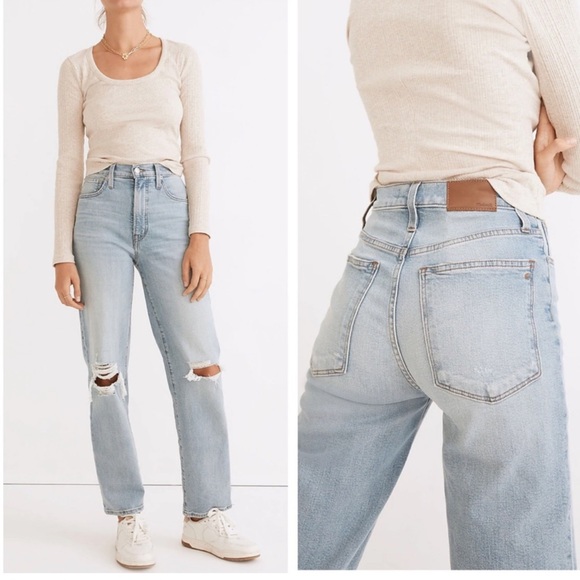 Madewell Denim - MADEWELL The Perfect Vintage Straight Distressed Jean in Danby Wash NEW Size 26
